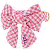 Hot Pink Gingham Lady Bow Collar