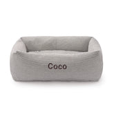 Charcoal Stripe Bolster Dog Bed