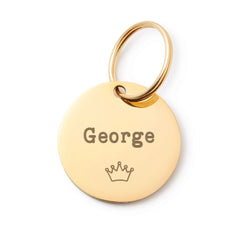 Circle Pet ID Tag: Crown Icon