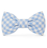 Sky Blue Gingham Dog Bow Tie