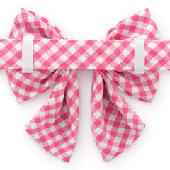 Hot Pink Gingham Lady Bow Collar
