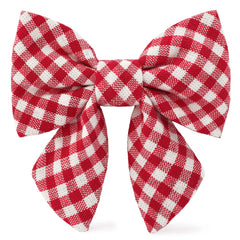 Red Gingham Lady Dog Bow