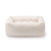 Natural Recycled Faux Fur Bolster Dog Bed