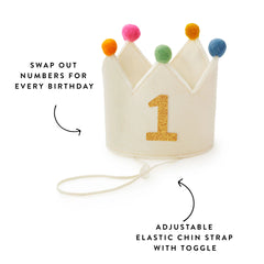 Ivory Dog Dog Birthday Crown + Numbers Set