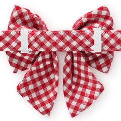 Red Gingham Lady Dog Bow
