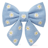 Daisy Embroidered Lady Dog Bow