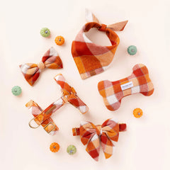Pumpkin Spice Plaid Flannel Dog Squeaky Toy