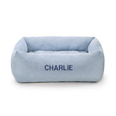 Lake Blue Stripe Bolster Dog Bed