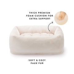 Natural Recycled Faux Fur Bolster Dog Bed