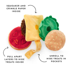 Cheeseburger Interactive Snuffle Dog Toy