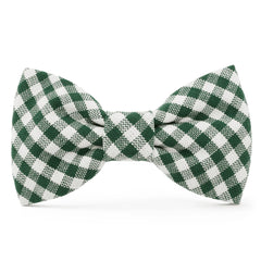 Evergreen Gingham Dog Bow Tie
