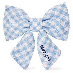 Sky Blue Gingham Lady Dog Bow