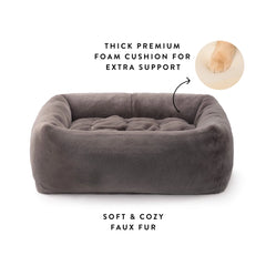 Smoky Gray Recycled Faux Fur Bolster Dog Bed