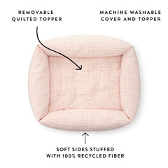 Blush Pink Gingham Bolster Dog Bed