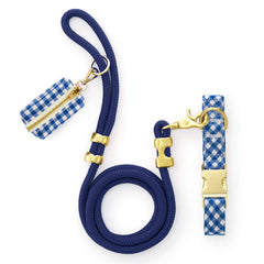 Lake Blue Gingham Collar Walk Set