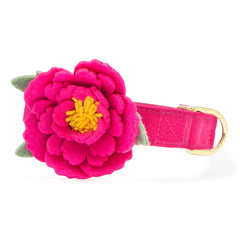 Hot Pink Peony Dog Collar Flower Set