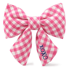 Hot Pink Gingham Lady Dog Bow
