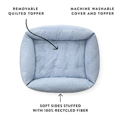 Lake Blue Stripe Bolster Dog Bed