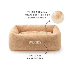 Latte Recycled Sherpa Bolster Dog Bed