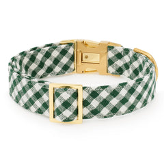 Evergreen Gingham Dog Collar