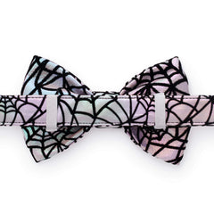 Holographic Spiderweb Dog Bow Tie