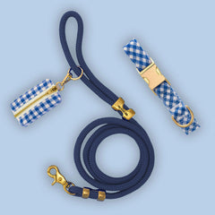 Lake Blue Gingham Collar Walk Set