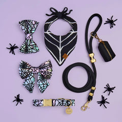 Holographic Spiderweb Dog Bow Tie