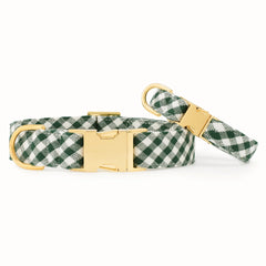 Evergreen Gingham Dog Collar